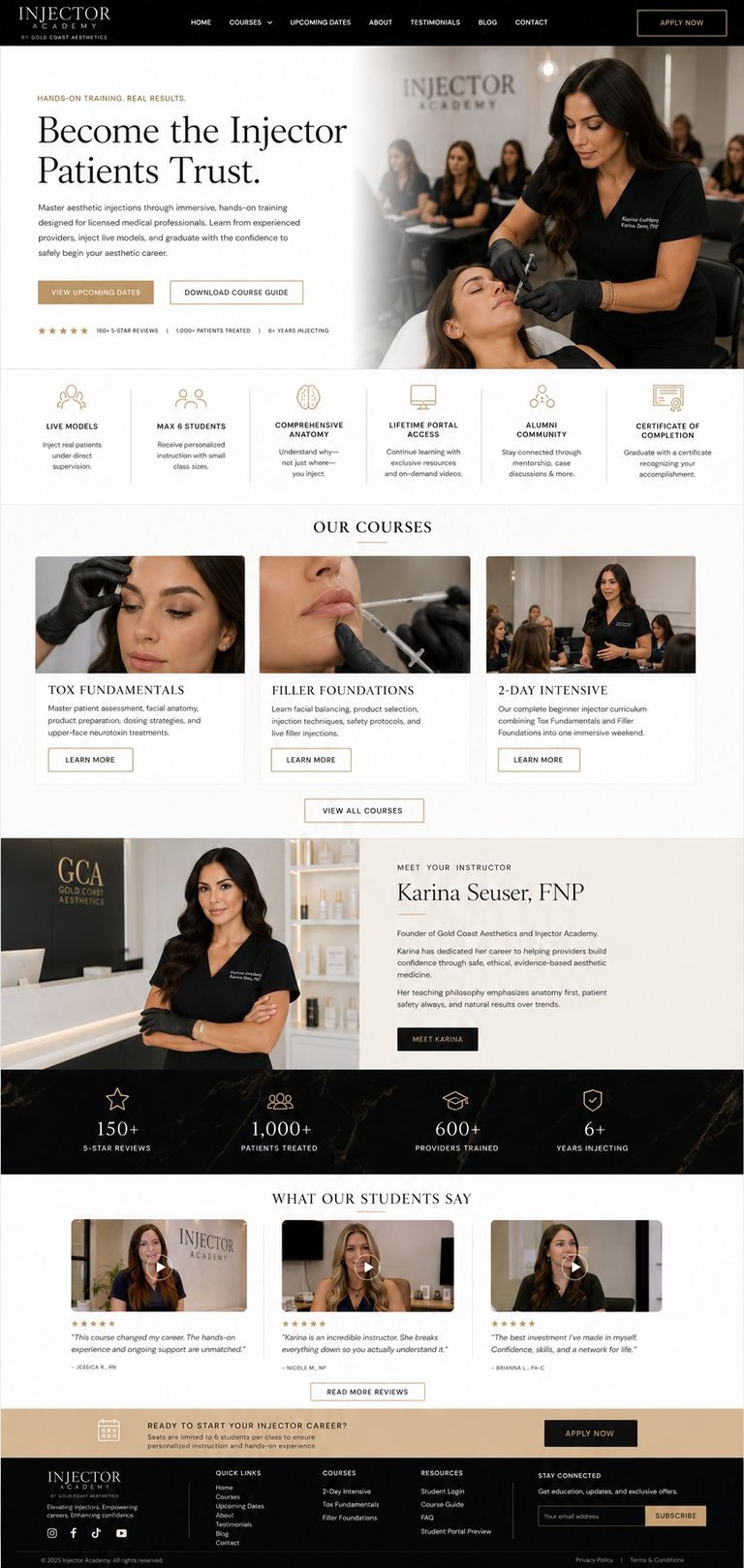 Aesthetic injection training instructor teaching students in hands-on classroom setting